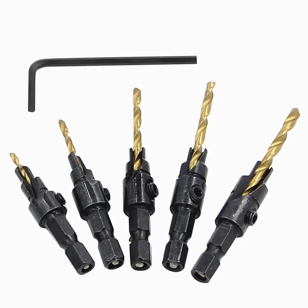 

Hot Sale Drill Bit Set Classic Delicate Hex Shank Countersink Drill Woodworking Conical Drill Bit Kit for Drilling Holes