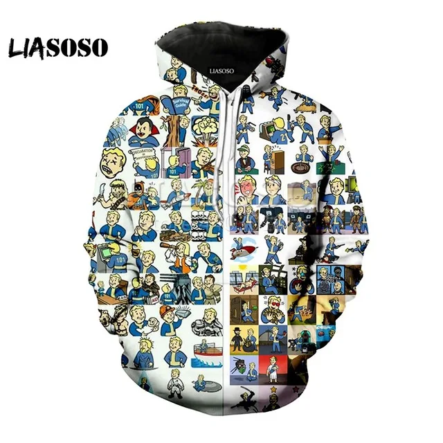 

Зимняя модная Толстовка liasso, топ с цветным 3D принтом, одежда Fallout 4, Повседневная Свободная Толстовка с капюшоном в стиле Харадзюку С персона...