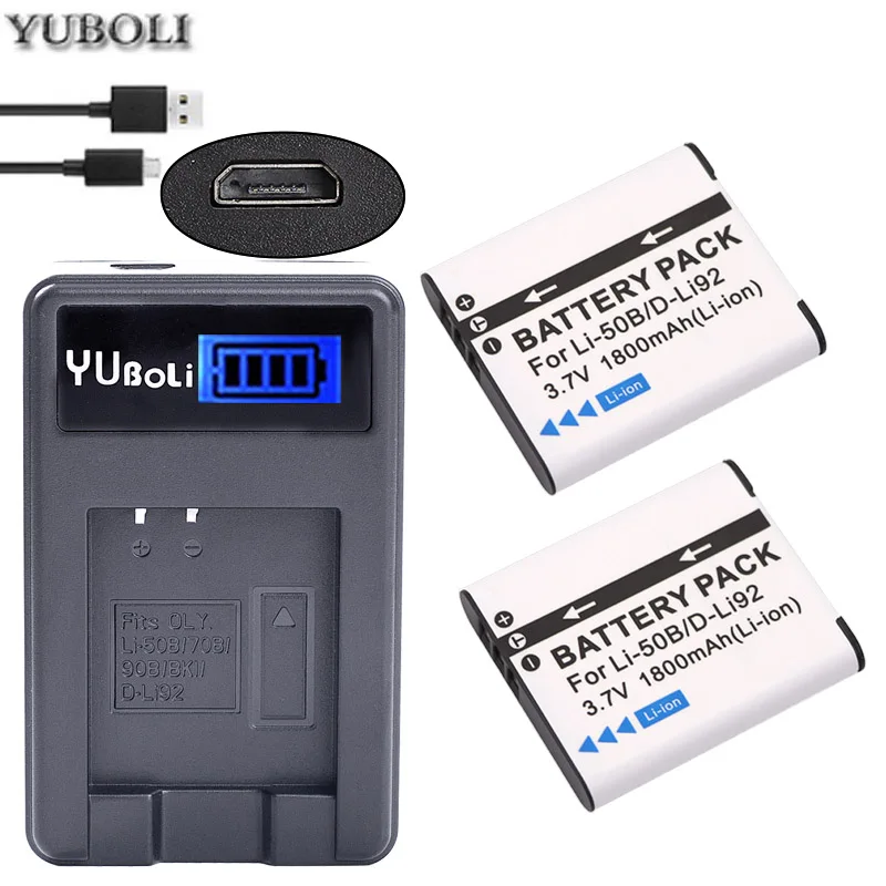 charger and 2battery Li50b Li-50B LI50B li ion аккумулятор 50B Батарея+ USB Зарядное устройство для цифровой камеры OLYMPUS SP 810 800UZ u6010 u6020 u9010 SZ14 SZ16 D755 u1010 SZ30 SZ20 XZ-1 - Цвет: charger and 2battery