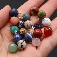 2021new natural semi precious stone agate amethyst spherical pendant making fashion diy necklace earring charm jewelry gift10pcs