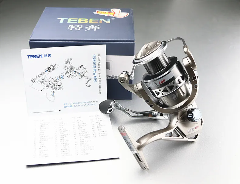 Teben GTS модель 8BB спиннинговая катушка для соленой воды 2000 3000 4000 соотношение 5,2: 1 металлическая ручка сила сопротивления 4,5 до 9 кг катушка для ловли карпа