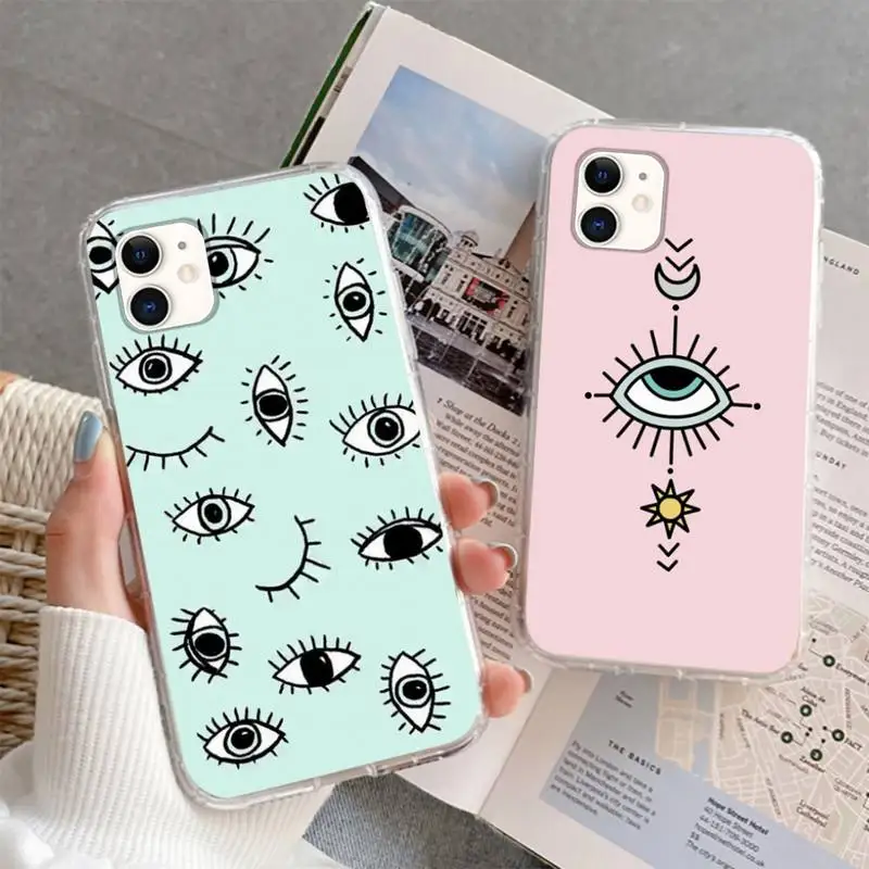 

Turkish lucky Blue Evil Eye Abstrac Phone Case For iphone 5s 6 7 8 11 12 plus xsmax xr pro mini se soft Transparent Cover Fundas