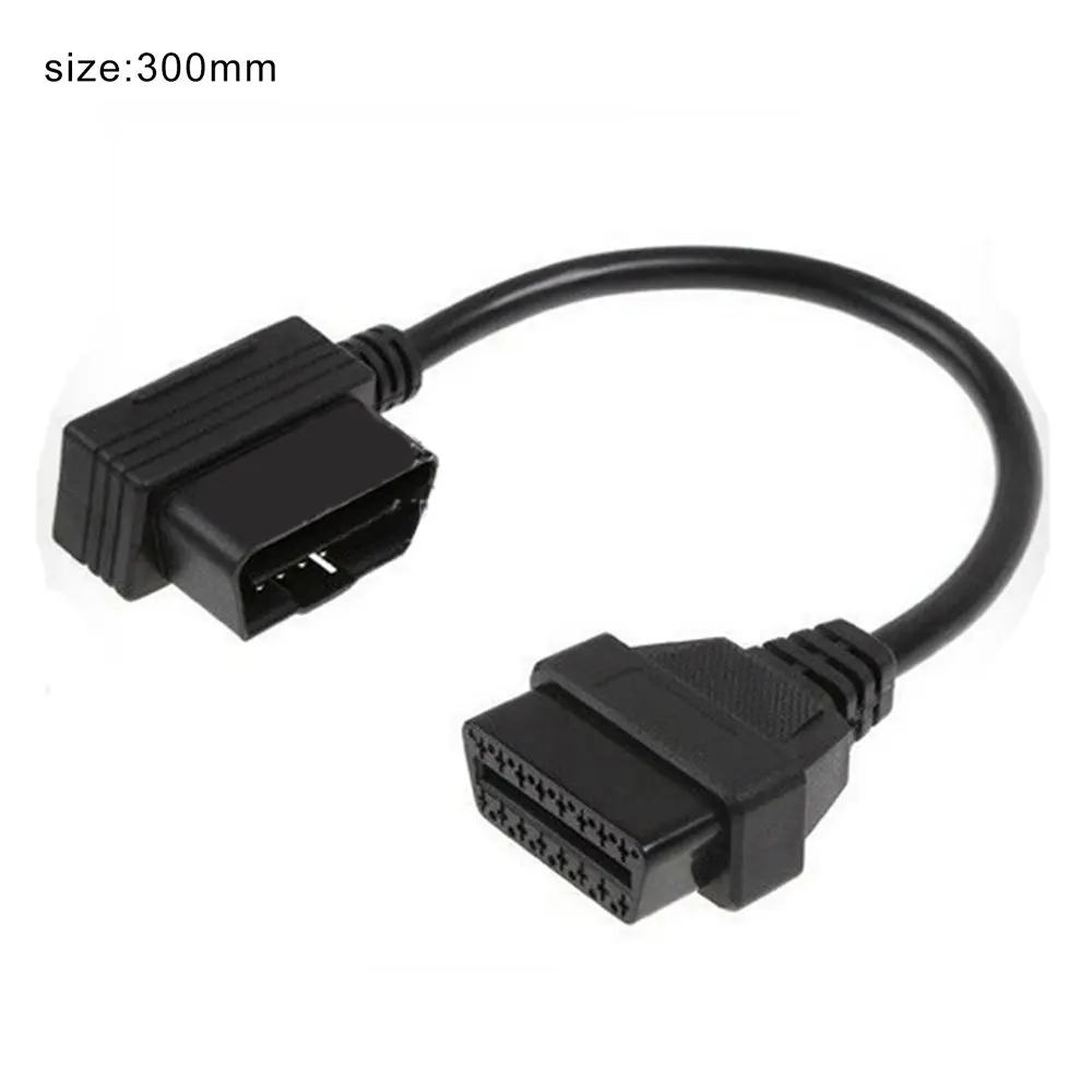 

New 30cm OBD2 Extension Cable OBD II 16 Pin Male to Female Car Diagnostic Tool L Type Elbow Right Angle ELM327 Connector Cable