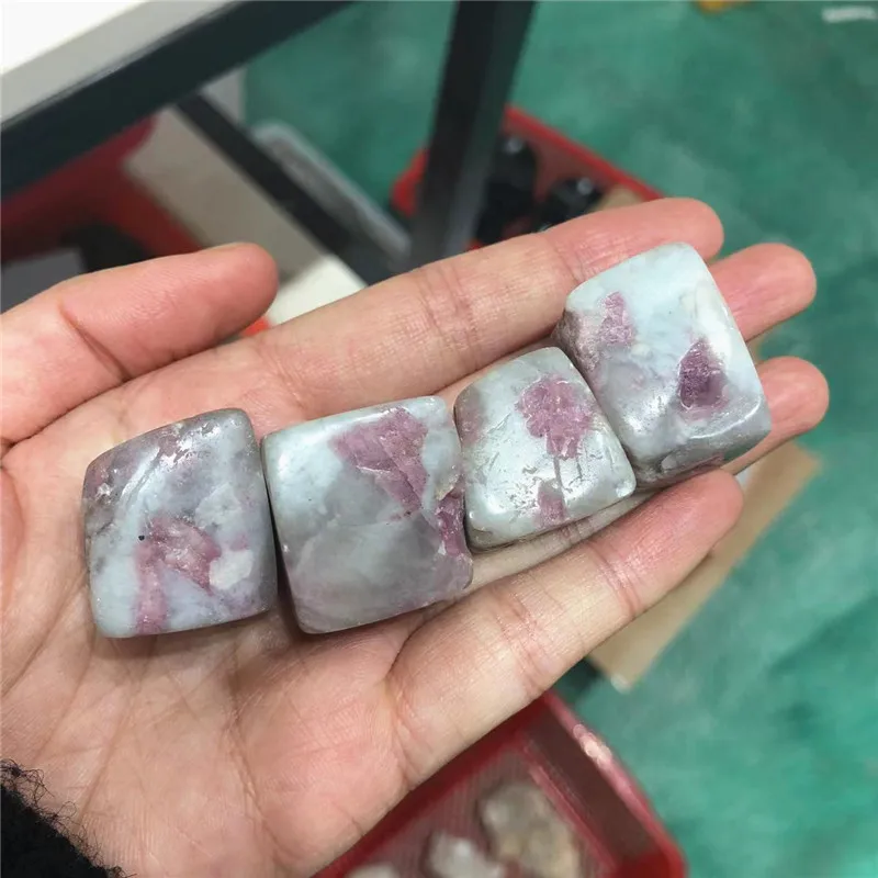 

Natural Carved Healing Quartz Plum Blossom Tourmaline Crystal Cube For Decoration