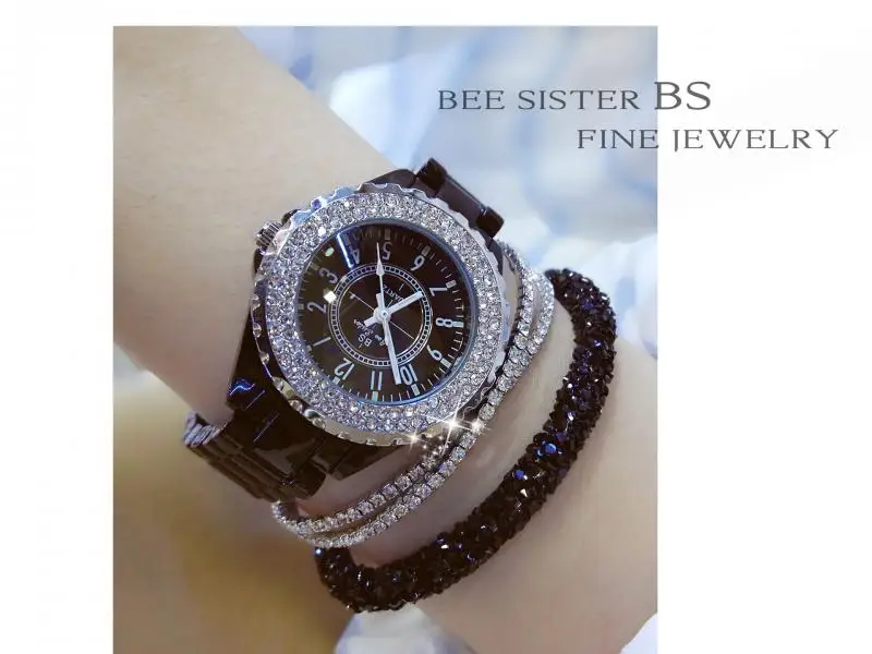 

Woman Watches Black White Top Brand Luxury Watch Women Quartz Waterproof Ceramic Women's Wristwatch Ladies Girl Watches Clocks