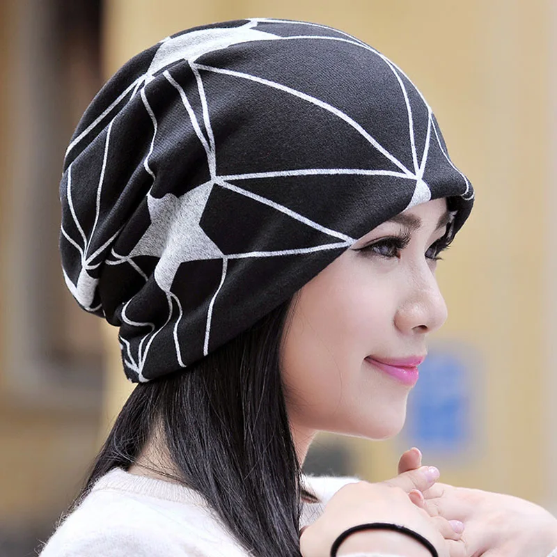 Модная хлопковая шапка с принтом в виде звезд и хвоста шарф двойного назначения