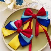 gift blue yellow red bow ribbon snow white princess headwear satin ribbon bow hair clips barrette korean style hairpins
