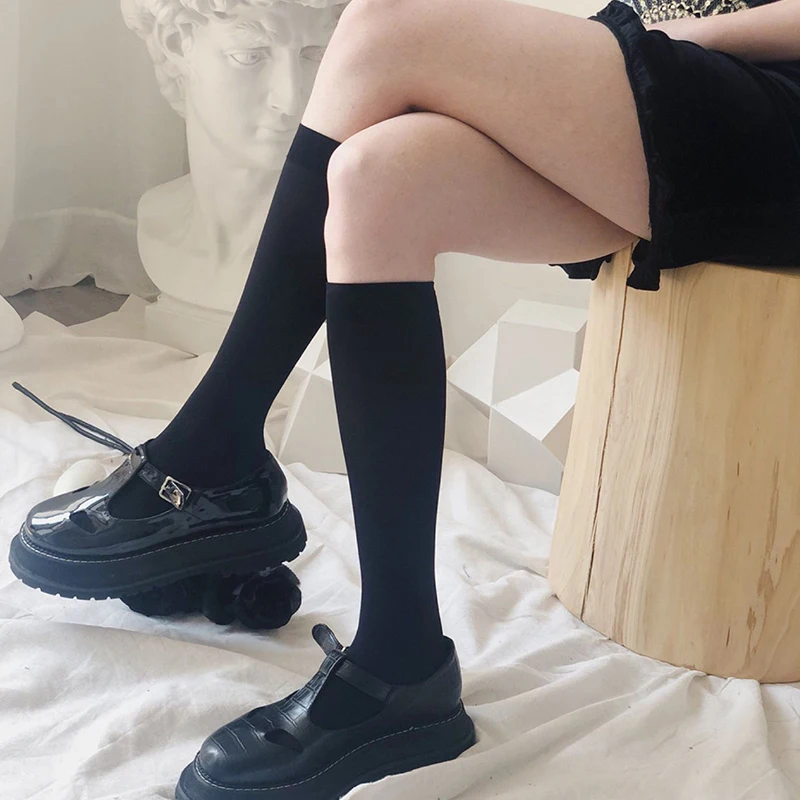 

Black Mesh Velvet Lolita Stocking Fashion JK Cosplay Uniform Dark Girl Fishnet Long Socks Women Knee High Gothic Soxs Breathable