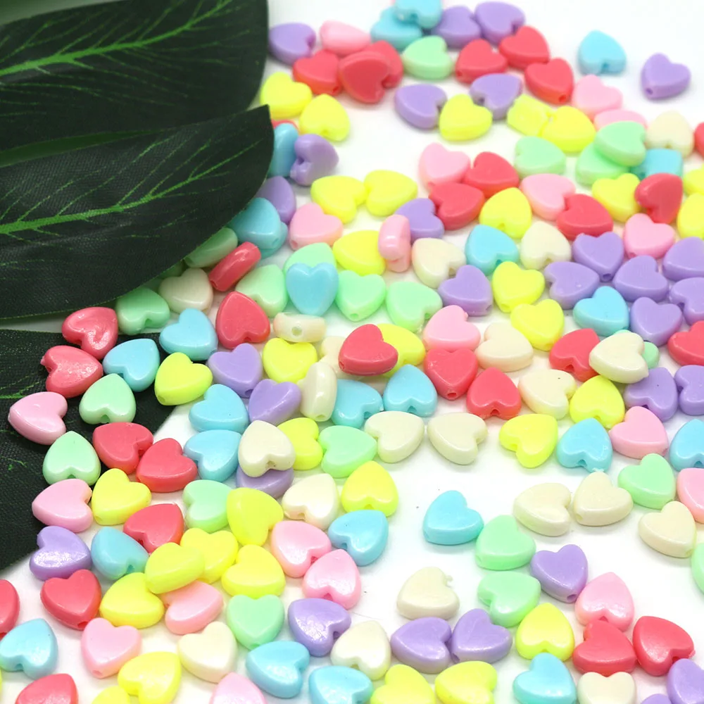 

100Pcs 8mm Acrylic Charm Heart Beads Mixed Color Loose Spacer Beads For DIY Jewelry Bracelets Necklace Making