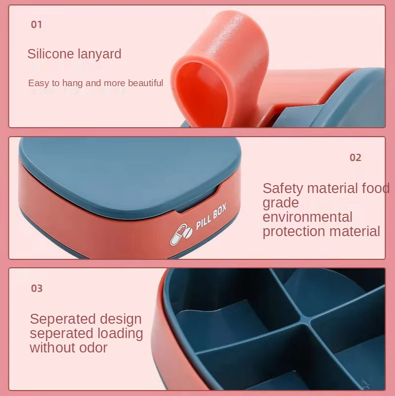 Pill Box Portable Sealed Large-Capacity Mini-Packing Storage Small Medicine Cutter One Week | Дом и сад
