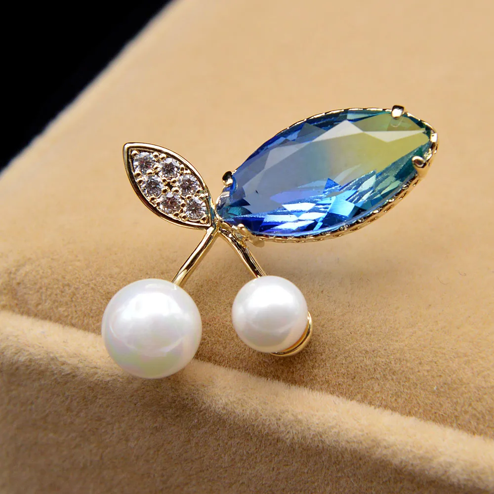 Женская булавка для воротника CINDY XIANG Omber с кубическим цирконием и вишней Весенняя