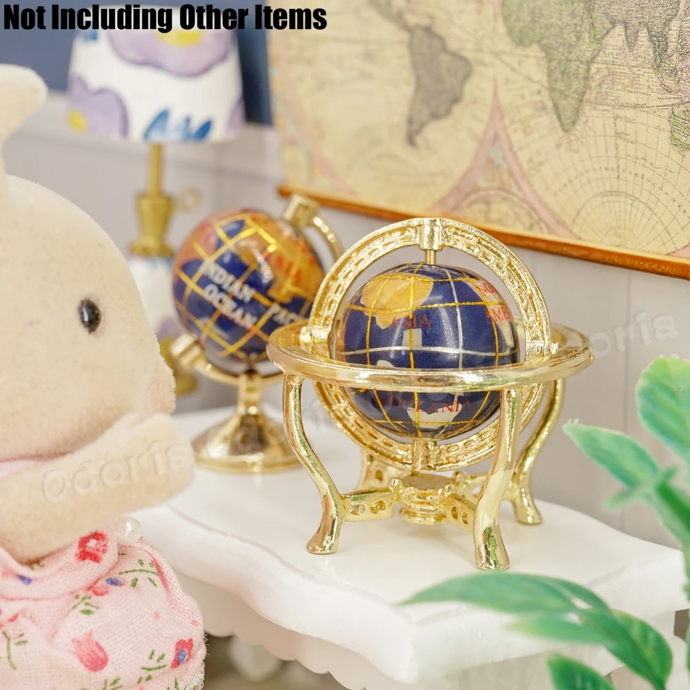 Миниатюрный вращающийся шар Odoria 1:12 и Золотая подставка украшение для гостиной