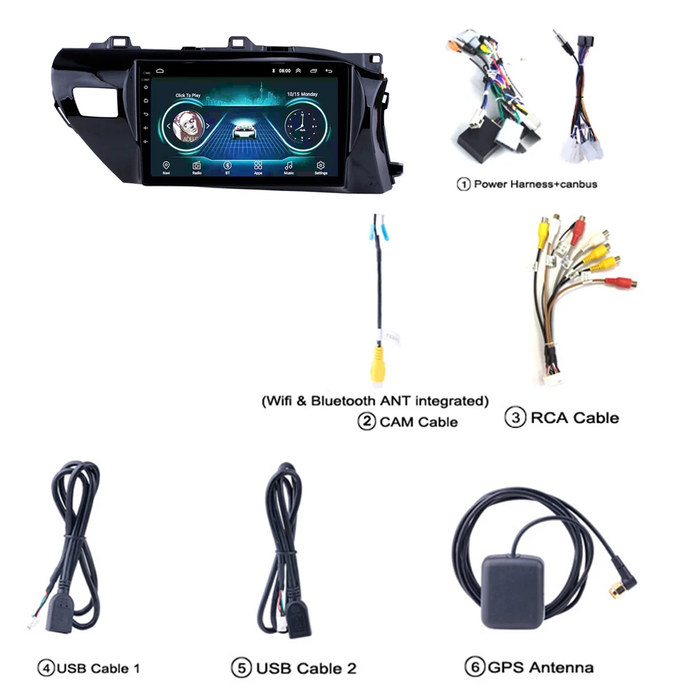 Car Radio for Toyota Hilux RHD 2016 2017 2018 Multimedia GPS Navi system Android 8.1 10&quot Support Mp5 bose/Microphone WIFI FM TV |