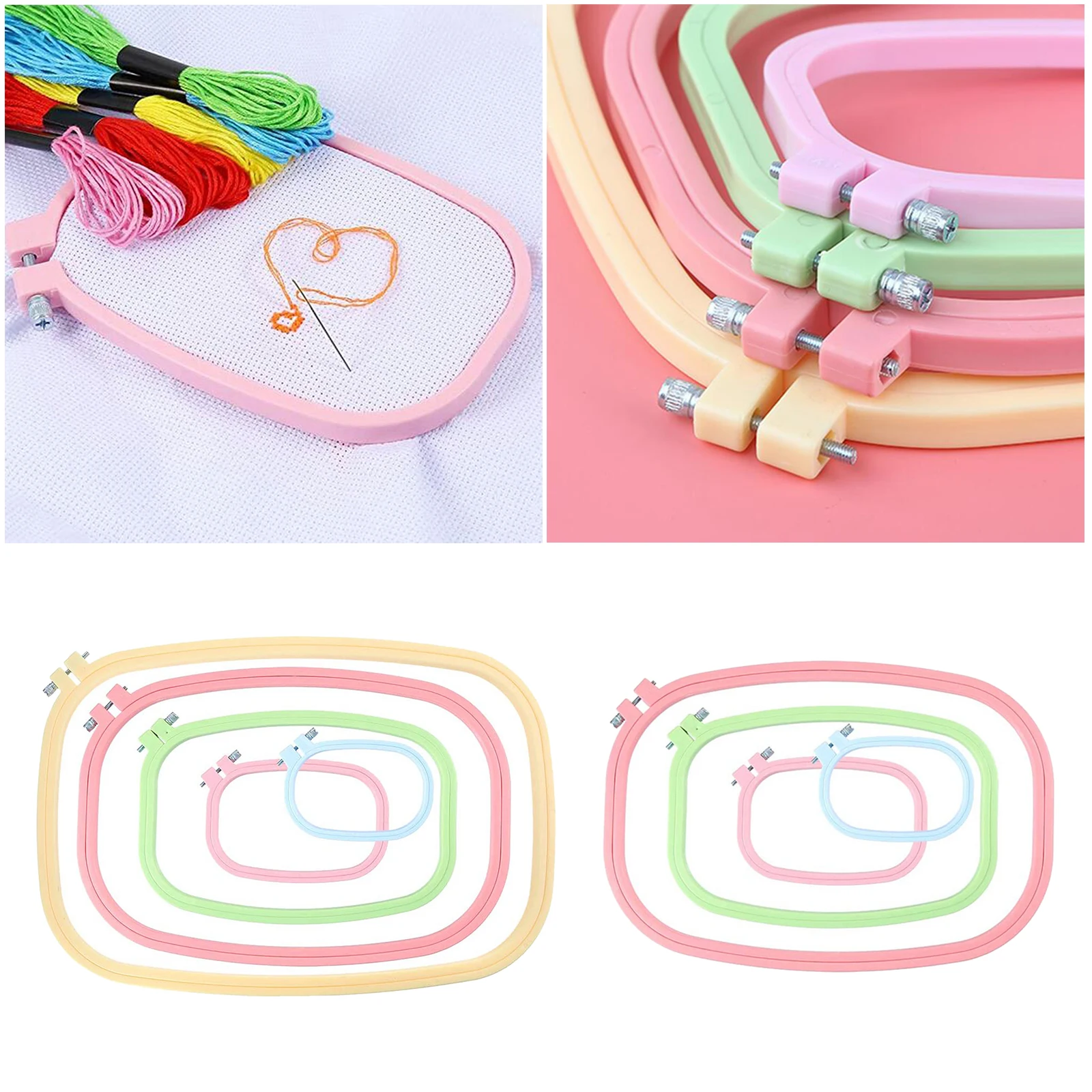 

Adjustable Plastic Embroidery Hoop Cross-Stitch Sewing Frame DIY Hand Needlework