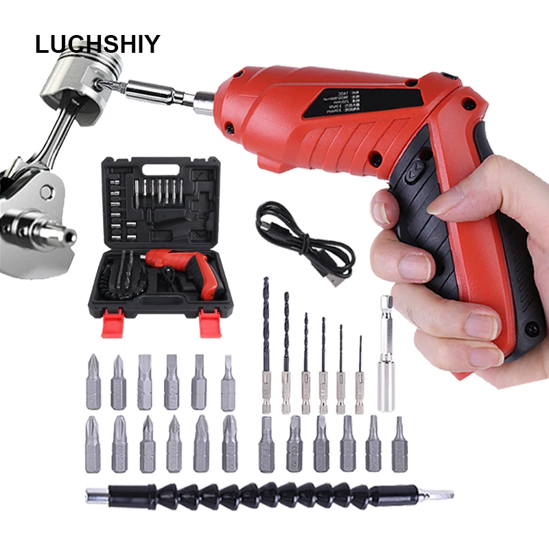 

Cordless Electric Screwdriver 3.6V Multi Drill Tool Set Twistable Handle Rechargeable Battery Screw Driver Kit Home Power Tools