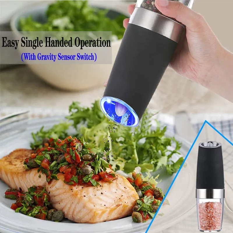 

Pepper Grinder Salt and Pepper Shakers Pepper Gravity Electric Salt Mill Grinder Battery-Operated with Adjustable Coarseness