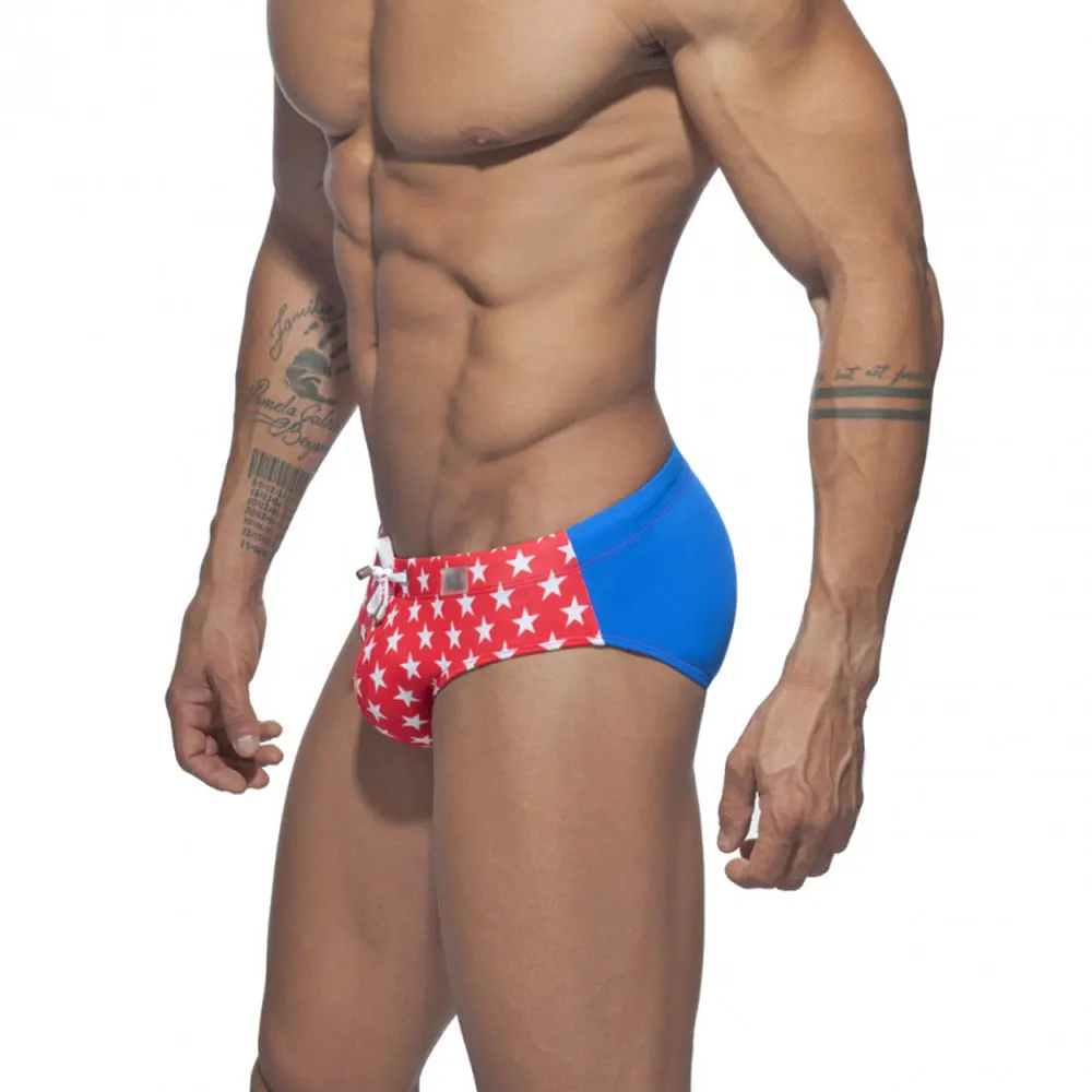 Одежда для плавания мужские трусы пляжные шорты принт со звездой пуш ап низкая