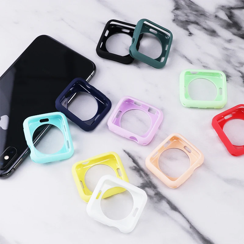 Мягкий силиконовый чехол YanXu для Apple Watch 6 SE 5 4 40 мм 44 защитный iWatch 3 2 1 42 38 бампер