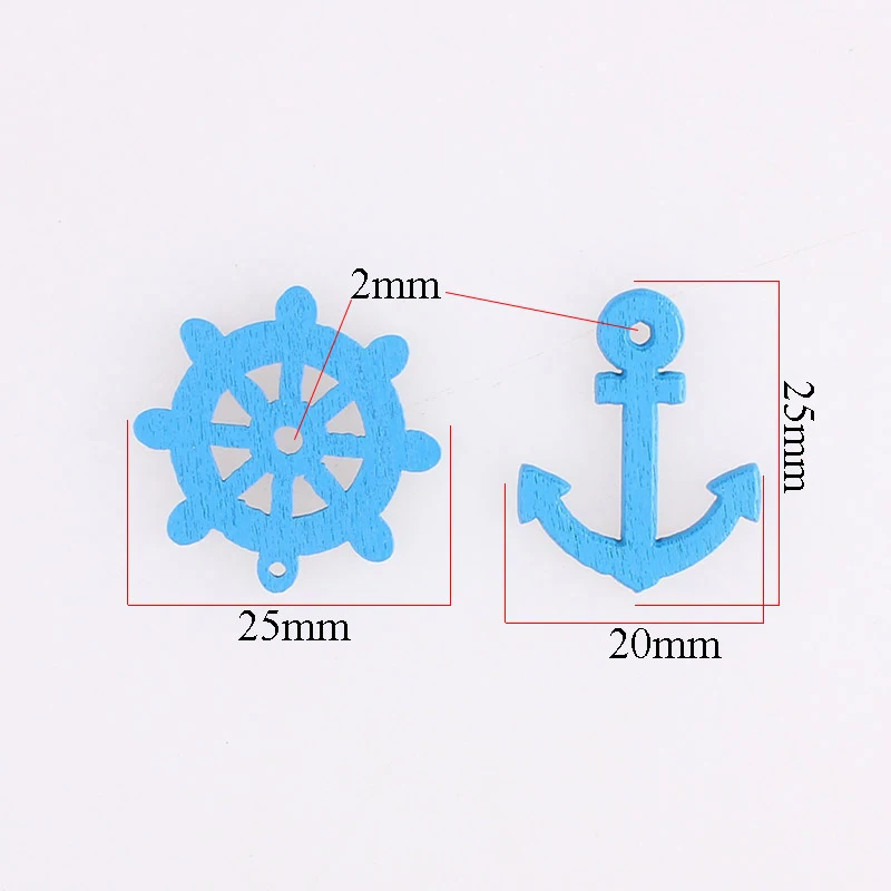 Якорь деревянные пуговицы смешанные ткани для одежды DIY Декор с якорем