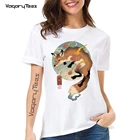 Винтажная дизайнерская женская футболка с изображением лисы, футболки с принтом японской лисы укиё-э, хипстерские топы, красивая женская футболка с коротким рукавом