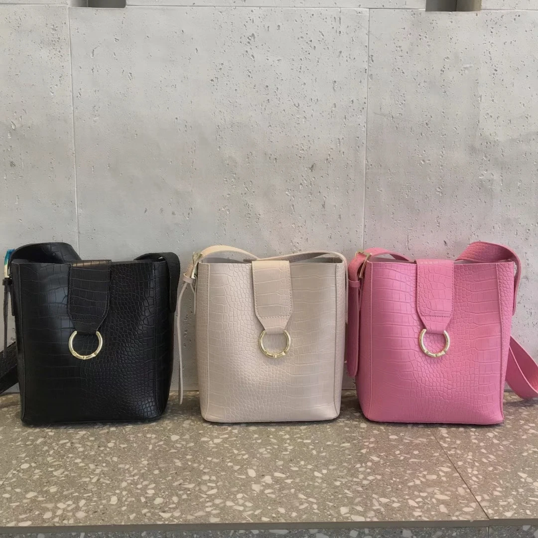 

2 pcs set Stylist Simple Hobo Bucket Bag Crocodie Pattern Women Crossbody Bag for Work Clutch Handbag Purses