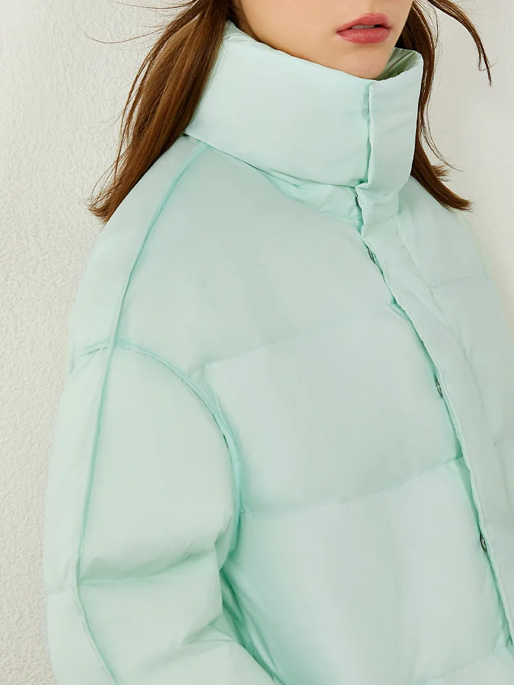 

Amii Minimalism Down Jacket Female Winter Fashion Stand Collar Solid Thick White Duck Down Coat Women Female Jacket 12020241
