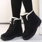 Женские ботинки со шнуровкой, теплые плюшевые ботильоны на шнуровке, с круглым носком, зимняя обувь, 2022