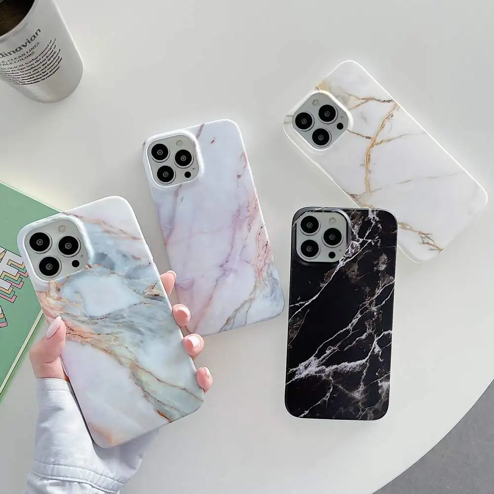 

For iPhone 13 11 Pro Max 12 Xs XR Cipolin Cover Cases For iPhone 7 8 Plus Simple Marble IMD Soft Protective Back Phone Case Skin