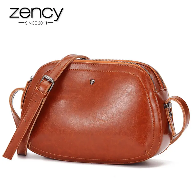 Женская сумка мессенджер Zency в стиле ретро из 100% натуральной кожи маленькие