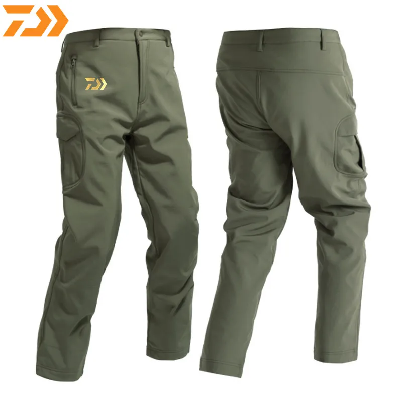 

2021 Daiwa Winter Outdoor Tactical Pants Men Waterproof Velvet Multi-Pocket Fishing Pants Solid Durable Trousers Fishing Clothes