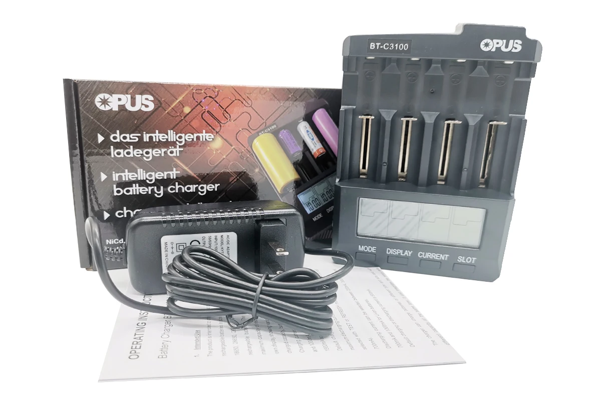 original opus bt c3100 lcd smart battery charger 4 slots for li ion nicd nimh aa aaa 10440 18650 rechargeable batteries free global shipping