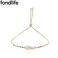 cubic zirconia stones gold plated brass fishbone bracelet women 2021 new fashion good quality cz lucky chain adjustable jewelry