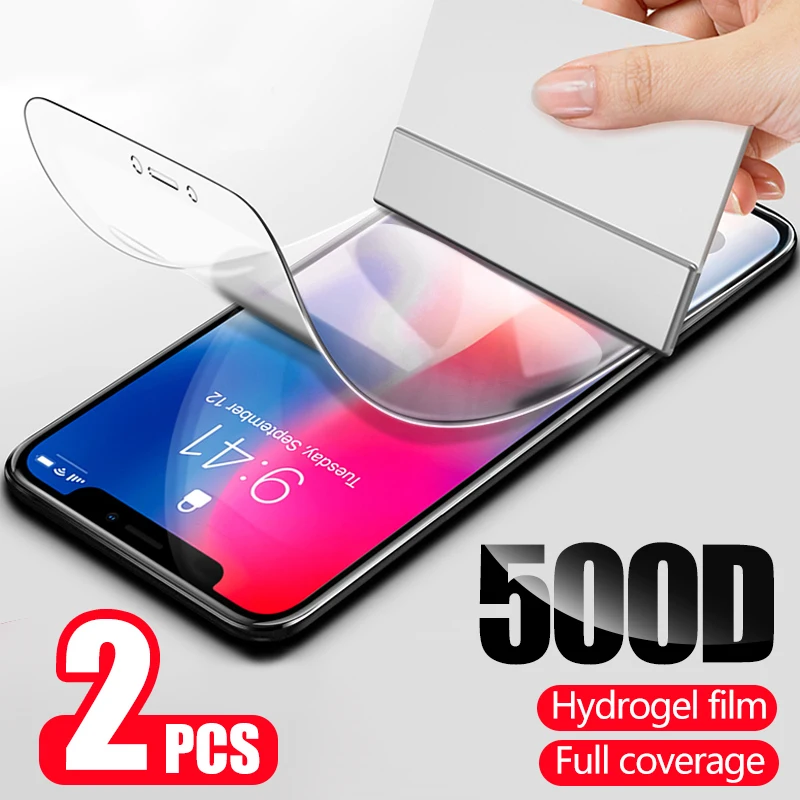 2 шт. 100D Гидрогелевая пленка для iPhone X XS XR Max 11 Pro Защита экрана 7 8 6 6s Plus мягкая