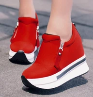 fashion shoes woman sneakers spring autumn women pu flat thick bottom shoes slip on boots casual platform increase within shoes