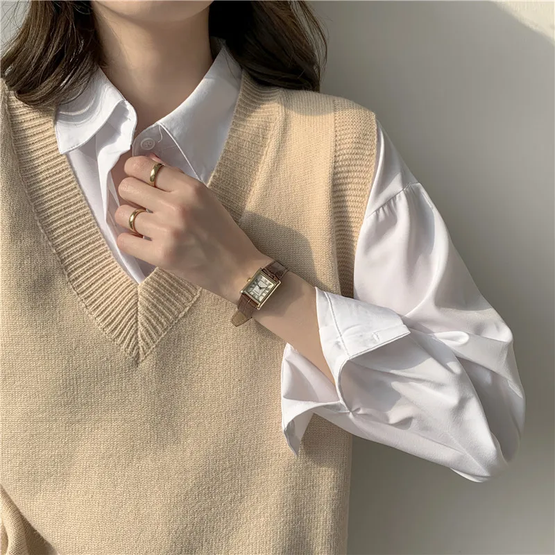 

Autumn and Winter Women's Sweater Vest V-neck Sleeveless Irregular Casual Loose Knit Sweater Jacket Women's Vest All-match vest