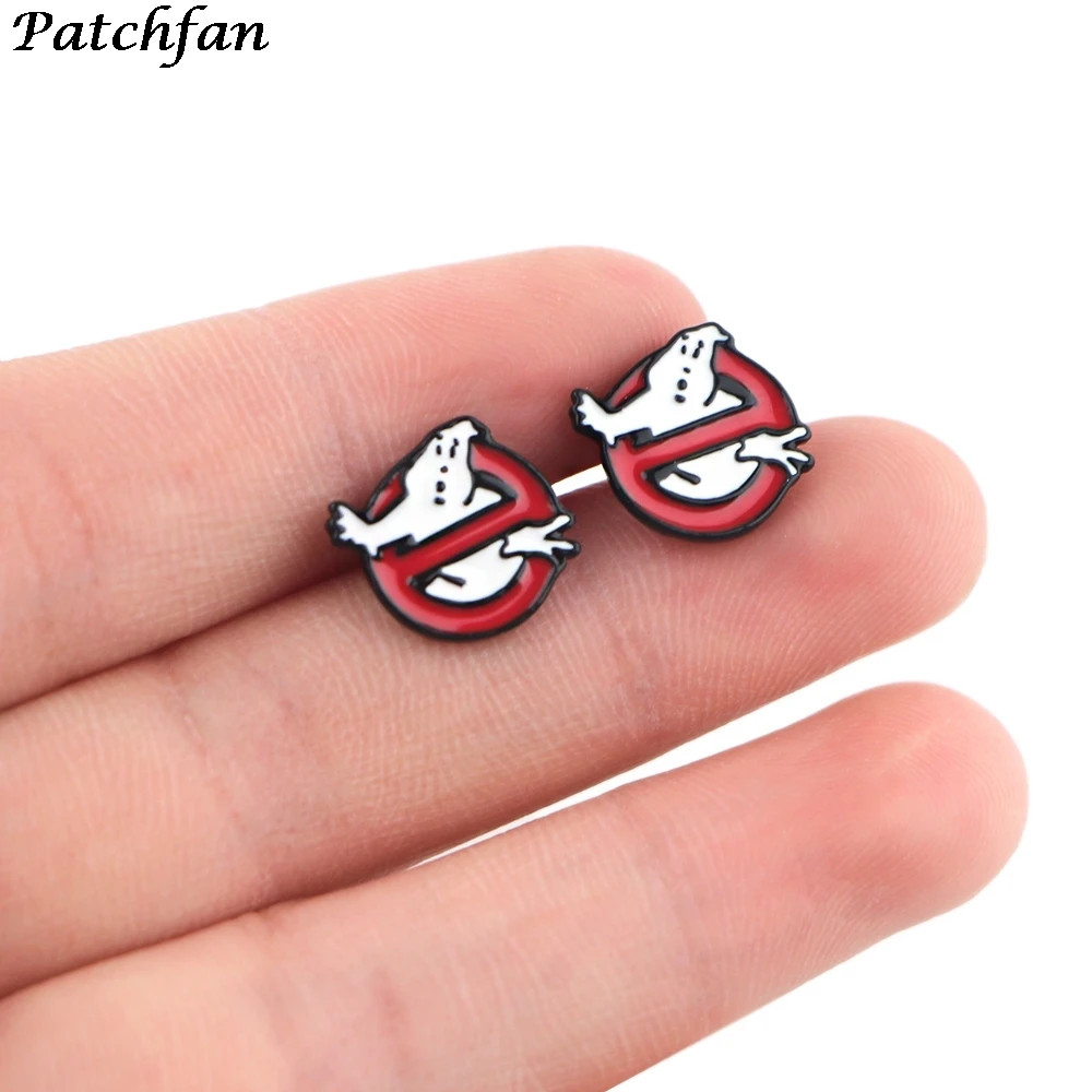 

12Pair A4259 Patchfan Cartoon Ghost Pierce Ear Stud kids Punk Earrings For Womens Enamel Earrings Girls Gifts