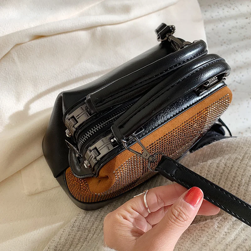 Fashion Women Handbags PU Diamond Totes Bag Top-handle color matching Crossbody Shoulder Lady Simple Style Hand Bags | Багаж и сумки