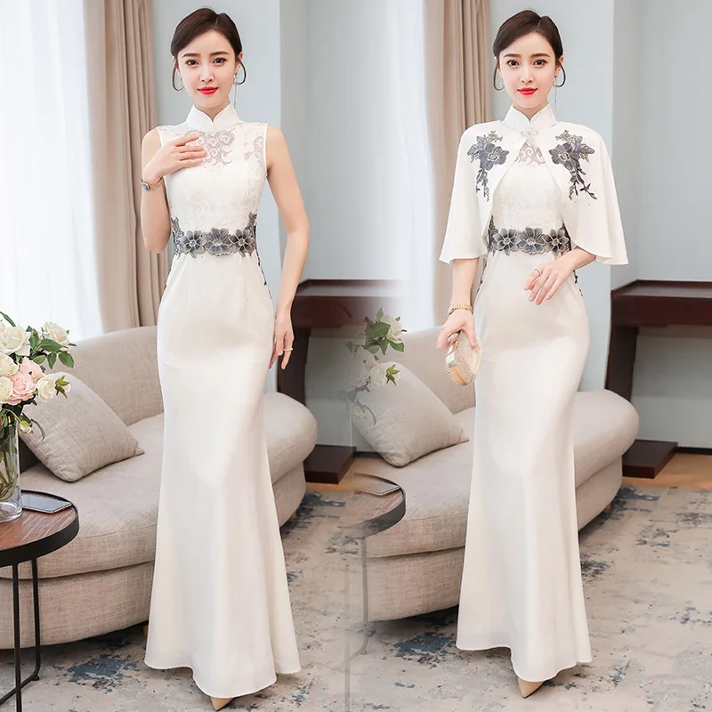 

Vietnam Dress Chinese Style Aodai Silk Qipao Slit Floral Vestido Oriental Dress Vietnam Clothing Cheongsam Ao Dai Dress FF2760