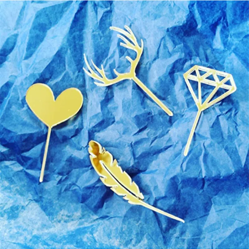 Акриловый свадебный торт Topper Gold Love Diamond Feather милые для торта детей день рождения |