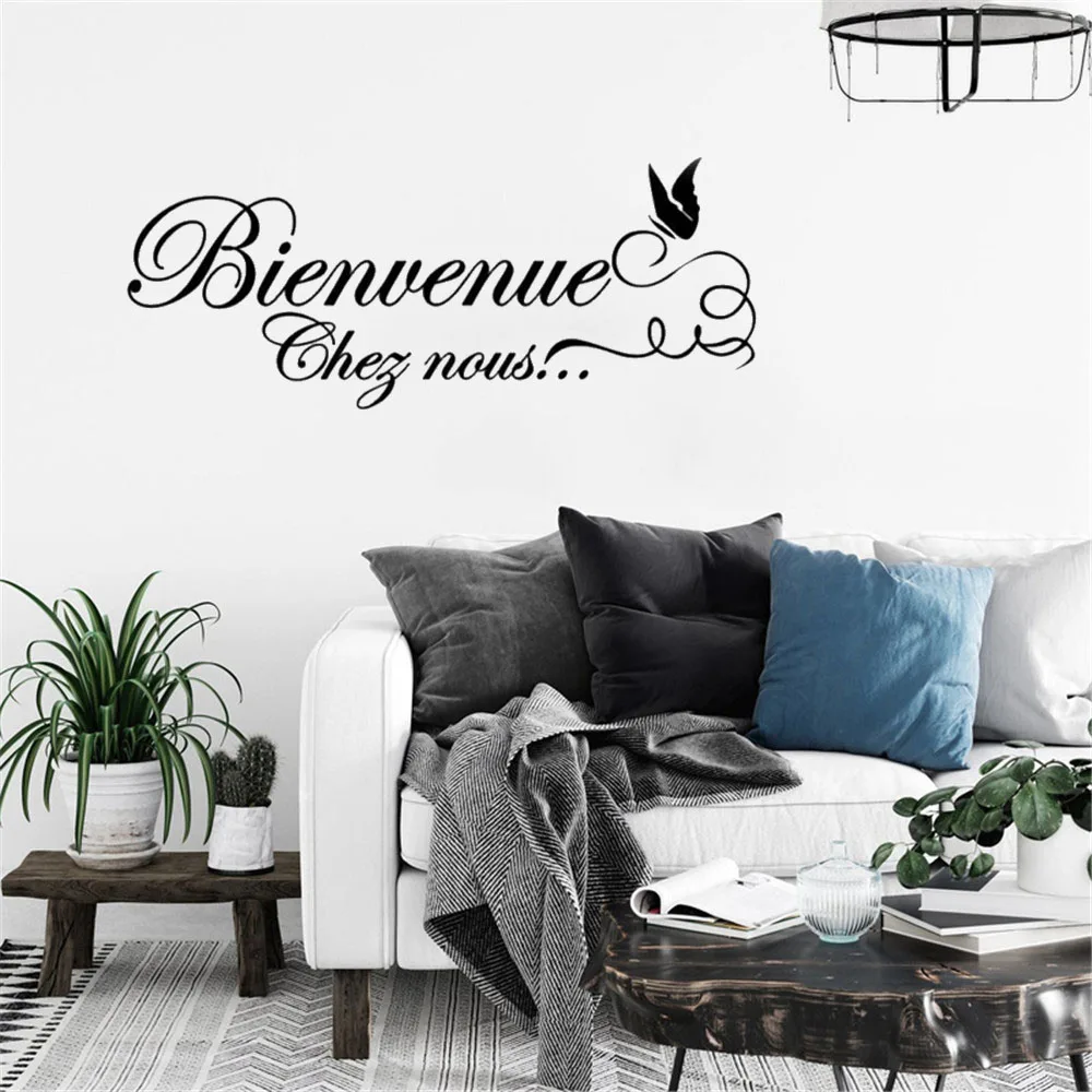 

Bienvenue Wall Decal Spanish Quote Wall Sticker Home Decor Quotes Wallpaper For Living room Bedroom Art Decor Vinyl RU4050