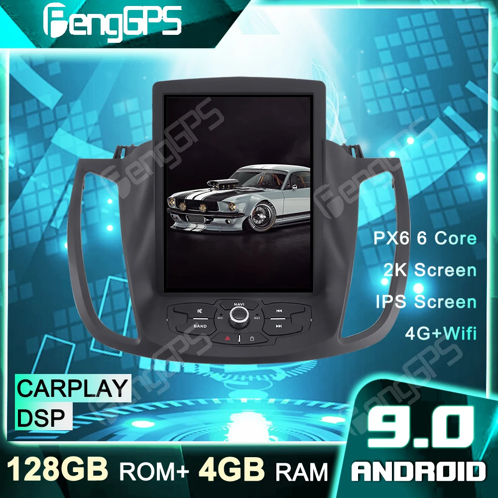 Verkaufen 10,4 Zoll 1Din Radio GPS Navigation Für Ford Kuga 2013-2017 Tesla Stil Auto DVD Player Android Radio Multimedia Auto Stereo