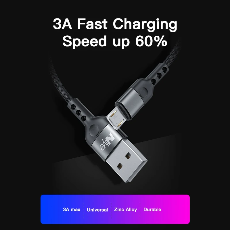 Зарядный кабель Micro USB 3A провод для быстрой зарядки и передачи данных телефонов