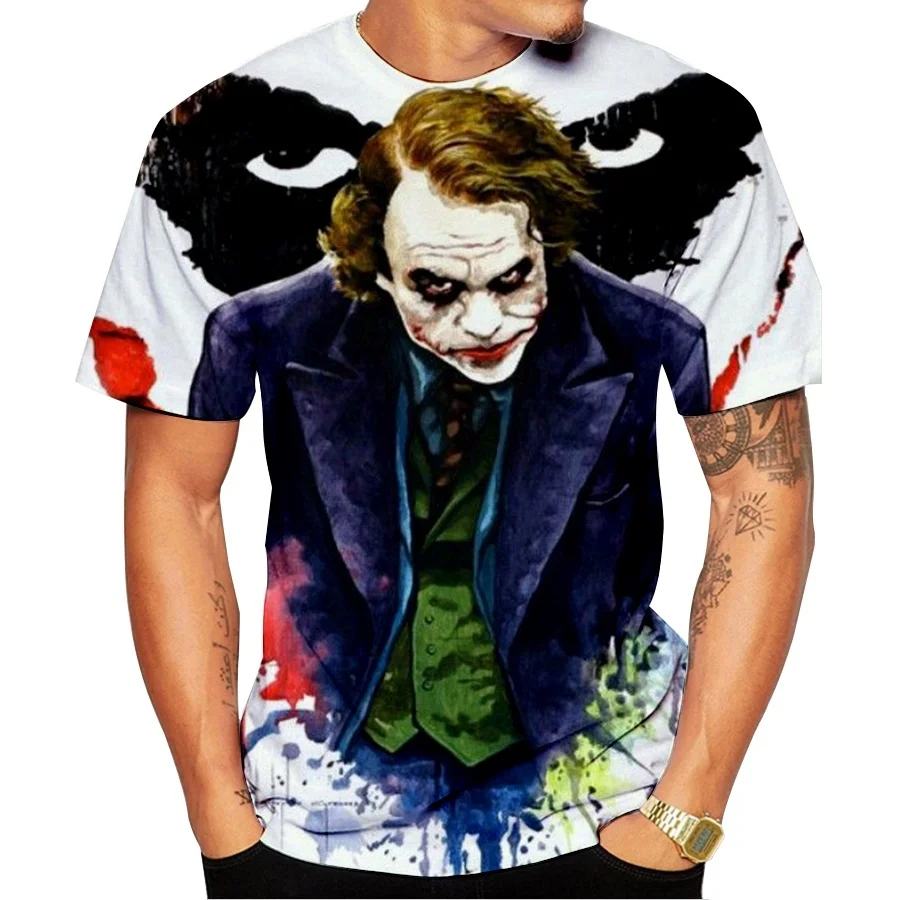 Новинка футболка с 3D принтом черепа Джокера футболки забавными комиксами летние