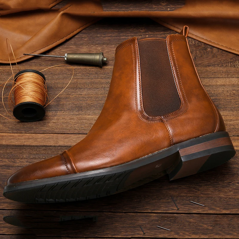 40-46 band boots men autumn chelsea leather motorcycle designer High Top vintage Ankle | Обувь