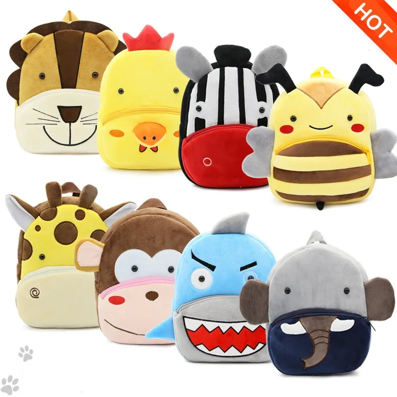 Fashion Kindergarten Schoolbag Cute Cartoon Kids Plush Backpacks Animal Backpack Children School Bags Girls Boys Backpack Gift