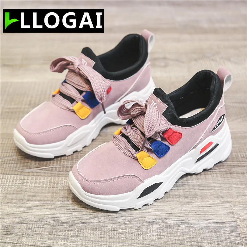 

LLOGAI Chunky Sneakers Women Fashion Daddy Shoes Comfortable Platform Running Shoes Outdoor Breathable Sport Shoes Large Size42