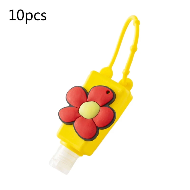 10Pcs 30ml Mini Empty Bottles with Cartoon Animal Silicone Holder Keychain Clear Hand Sanitizer Refillable Containers | Красота и