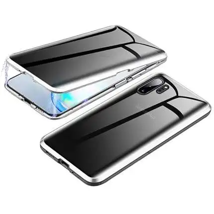 Sliver Конфиденциальности магнитное закаленное стекло чехол для samsung A50 A70 Galaxy S8 S9 S10 S10e Plus, Note 8, 9, 10, металлический кошелек Флип Ретро мягкий чехол для телефона протектор - Цвет: Sliver