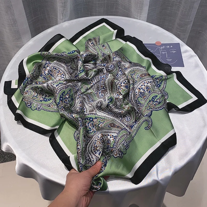 

70x70cm Woman Silk Scarf Small Bandana Fashion Headband Luxury Hairband Muslim Hijab Neck Wraps Shawl Bag Dress Foulard 70*70cm