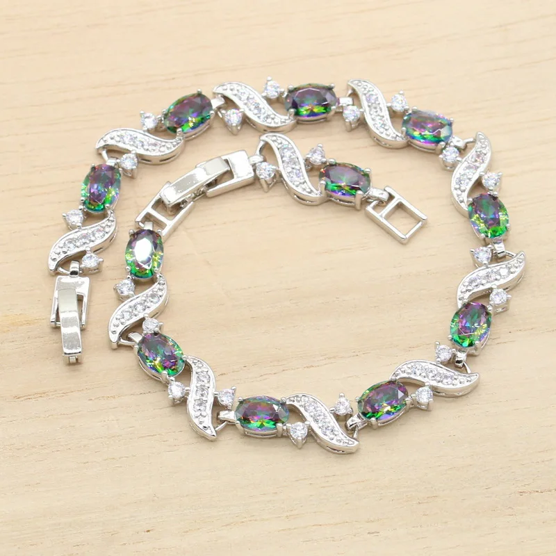

Exquisite Multi Zirconia Silver Color Bracelet For Women Birthday Wedding Jewelry 20cm 5 Colors Available